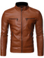 cheap Men’s Furs &amp; Leathers-Motorcycle leather coat 2022 autumn and winter men&#039;s fashion jacket jacket Europe and the United States casual zipper stand collar trend