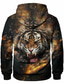 cheap Graphic Hoodies-Men&#039;s Hoodie Sweatshirt Designer Casual Graphic Animal Tiger Black Print Plus Size Hooded Casual Daily Weekend Long Sleeve Clothing Clothes Regular Fit