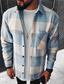 お買い得  厚手のシャツ-男性用 ジャケット レギュラー 格子柄 ポケット ストリートファッション スポーティー カジュアル アウトドア ストリート 日常 高通気性 ライトブルー