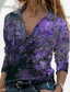 cheap Women&#039;s T-shirts-Women&#039;s T shirt Tee Designer 3D Print Graphic Sparkly Glittery Design Long Sleeve Shirt Collar Daily Print Clothing Clothes Designer Basic Green Blue Purple