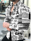 billige Skjorter med trykk for menn-Herre Skjorte Bokstaver Aftæpning Hvit Gul Grønn utendørs Gate Langermet Knapp ned Trykt mønster Klær Mote Designer Fritid Bekvem