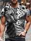 baratos T-shirts Homem com Estampado 3D-Homens Camiseta Designer Verão Manga Curta Gráfico Leopardo Animal Estampado Gola Redonda Diário Feriado Imprimir Roupas Designer Casual Grande e Alto Cinzento