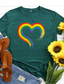 cheap Women&#039;s T-shirts-Women&#039;s T shirt Tee Designer Hot Stamping Rainbow Graphic Heart Design Short Sleeve Round Neck Home Daily Print Clothing Clothes Designer Basic Vintage Green Black Blue