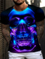 cheap Men&#039;s 3D T-shirts-Men&#039;s T shirt Tee Designer Summer Short Sleeve Graphic Skull Skeleton Print Crew Neck Daily Holiday Print Clothing Clothes Designer Casual Big and Tall Blue