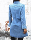 זול שמלות יומיומיות-בגדי ריקוד נשים שמלת חולצת ג&#039;ינס שמלת מיני כחול בהיר שרוול ארוך צבע אחיד כיס לַחְצָן אביב קיץ צווארון חולצה מסוגנן עבודה יום יומי 2022 S M L XL