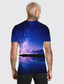 cheap Men&#039;s 3D T-shirts-Men&#039;s T shirt Tee Designer Summer Short Sleeve Galaxy Graphic Landscape Print Crew Neck Daily Holiday Print Clothing Clothes Designer Casual Big and Tall Blue