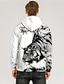 cheap Graphic Hoodies-Men&#039;s Hoodie Sweatshirt Print Designer Casual Big and Tall Graphic Tiger Graphic Prints White Print Hooded Daily Sports Long Sleeve Clothing Clothes Regular Fit