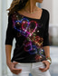 preiswerte Kunst &amp; Design T-Shirt-Valentinstag Frauen Herz T-Shirt Süß T-Shirt Reguläre Oberteile Langarm V-Ausschnitt Druck Reguläre Passform Täglich Wochenende Schwarz Herbst  Winter
