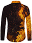 cheap Men&#039;s Printed Shirts-Men&#039;s Shirt 3D Print Flame Turndown Daily Holiday 3D Print Button-Down Long Sleeve Tops Casual Fashion Breathable Yellow