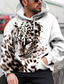 cheap Graphic Hoodies-Men&#039;s Hoodie Sweatshirt Print Designer Casual Big and Tall Graphic Animal Leopard Black And White White Light Brown Print Hooded Daily Sports Long Sleeve Clothing Clothes Regular Fit