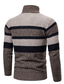 cheap Men&#039;s Cardigan Sweater-Men&#039;s Sweater Cardigan Knit Knitted Striped Stand Collar Stylish Casual Outdoor Sport Clothing Apparel Fall Winter Blue Camel M L XL / Long Sleeve / Long Sleeve