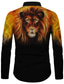 cheap Men&#039;s Printed Shirts-Men&#039;s Shirt Graphic Animal Lion Turndown Yellow Print Outdoor Street Long Sleeve Button-Down Print Clothing Apparel Fashion Designer Casual Breathable