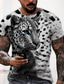 cheap Men&#039;s 3D T-shirts-Men&#039;s T shirt Tee Designer Summer Short Sleeve Graphic Leopard Animal Print Crew Neck Daily Holiday Print Clothing Clothes Designer Casual Big and Tall Gray