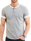 billiga Henley-skjortor för män-Herr T-shirt Färgblock Rund hals Medium Vår &amp; sommar Blå Svart Grå