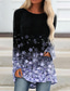 Χαμηλού Κόστους Γυναικεία T-Shirts-Γυναικεία Αργίες Σαββατοκύριακο Άνθινο Θέμα Ζωγραφιά Μπλουζάκι Φλοράλ Σπινθήρα Glittery Μακρυμάνικο Στάμπα Στρογγυλή Λαιμόκοψη Βασικό Άριστος Πράσινο του τριφυλλιού Θαλασσί Βυσσινί Τ / 3D εκτύπωση