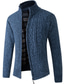 cheap Men&#039;s Cardigan Sweater-Men&#039;s Sweater Cardigan Sweater Jumper Knit Knitted Braided Solid Color Stand Collar Vintage Style Soft Daily Winter Fall Blue Wine S M L
