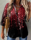 Χαμηλού Κόστους Γυναικείες Μπλούζες &amp; Πουκάμισα-Γυναικεία Μπλούζα Πουκάμισο Ριγέ Σπινθήρα Glittery Κουμπί Στάμπα Κολάρο Πουκαμίσου Κομψό στυλ street Άριστος Θαλασσί Βυσσινί Πράσινο του τριφυλλιού / 3D εκτύπωση