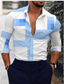 Недорогие Рубашка мужская с принтом-мужская рубашка геометрия отложной уличный стиль на каждый день на пуговицах с принтом топы с длинными рукавами повседневная мода дышащий синий / весна / лето