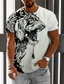 cheap Men&#039;s 3D T-shirts-Men&#039;s T shirt Tee Designer Summer Short Sleeve Graphic Tiger Print Crew Neck Daily Holiday Print Clothing Clothes Designer Casual Big and Tall White