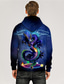 cheap Graphic Hoodies-Men&#039;s Hoodie Sweatshirt Print Designer Casual Big and Tall Graphic Dragon Graphic Prints Blue Print Hooded Daily Sports Long Sleeve Clothing Clothes Regular Fit