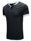billiga Henley-skjortor för män-Herr T-shirt Färgblock Rund hals Medium Vår &amp; sommar Blå Svart Grå