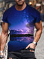 Χαμηλού Κόστους Ανδρικά 3D T-shirts-Ανδρικά Μπλουζάκι Υψηλής Ποιότητας Καλοκαίρι Κοντομάνικο Γαλαξίας Γραφική Τοπίο Στάμπα Στρογγυλή Ψηλή Λαιμόκοψη Καθημερινά Αργίες Στάμπα Ρούχα Ρούχα Υψηλής Ποιότητας Καθημερινό Μεγάλο και ψηλό Θαλασσί