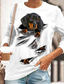 billige T-skjorter til kvinner-Dame T skjorte Designer 3D-utskrift Hund Grafisk 3D Design Langermet Rund hals Avslappet Trykt mønster Klær Klær Designer Grunnleggende Hvit Blå Rosa
