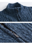 Недорогие кардиган мужской свитер-Муж. Вязаная ткань Кардиган Джемпер Вязать Трикотаж Плетение Сплошной цвет Воротник-стойка Старинный Мягкий Повседневные Зима Осень Синий Винный S M L