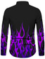 billige 3d-skjorter for menn-Herre Skjorte 3D-utskrift Flamme Aftæpning Daglig Ferie 3D-utskrift Knapp ned Langermet Topper Fritid Mote Pustende Lilla