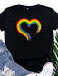 cheap Women&#039;s T-shirts-Women&#039;s T shirt Tee Designer Hot Stamping Rainbow Graphic Heart Design Short Sleeve Round Neck Home Daily Print Clothing Clothes Designer Basic Vintage Green Black Blue