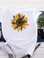 cheap Women&#039;s T-shirts-Women&#039;s T shirt Tee Designer Hot Stamping Floral Leopard Sunflower Short Sleeve Round Neck Daily Weekend Print Clothing Clothes Designer Basic Green White Black