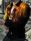 tanie Męskie koszule z nadrukiem-Męskie Koszula Graficzny Zwierzę Lew Wieczorne Żółty Nadruk Na zewnątrz Ulica Długi rękaw Przycisk w dół Nadruk Odzież Moda Designerskie Codzienny Oddychający