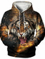 billiga grafiska hoodies-Herr Hoodie-tröja Designer Ledigt Grafisk Djur Tiger Svart Tryck Plusstorlekar Huva Ledigt Dagligen Helgen Långärmad Kläder Kläder Normal