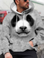 abordables hoodies graphiques-Homme Sweat à capuche Imprimer Design Casual Grand et grand Graphic Panda Imprimés Photos Gris Print Capuche du quotidien Des sports Manches Longues Vêtements Standard