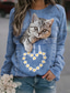cheap Women&#039;s Hoodies &amp; Sweatshirts-Women&#039;s Sweatshirt Pullover Cat 3D Brown Print Casual Sports 3D Print Active Streetwear Hoodies Sweatshirts  Royal Blue Brown Coffee / Animal
