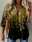 billige Bluser og trøjer til kvinder-Dame Bluse Skjorte Stribet sparkly Glitrende Knap Trykt mønster Krave Gade Toppe Blå Lilla Grøn / 3D-udskrivning