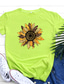 cheap Women&#039;s T-shirts-Women&#039;s T shirt Tee Designer Hot Stamping Floral Leopard Sunflower Short Sleeve Round Neck Daily Weekend Print Clothing Clothes Designer Basic Green White Black