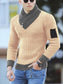 billige sweater til mænd-Herre Bluse bluse Jumper Strikke Strikket Farveblok Rullekrave Etnisk Stil Daglig Forår Efterår Sort Grå S M L / Langærmet