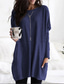 cheap Women&#039;s Blouses &amp; Shirts-Women&#039;s Daily Plus Size T shirt Dress Tunic Blouse Solid Colored Long Sleeve Round Neck Basic Tops Loose White Black Blue S