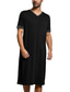 cheap Robes-Men&#039;s Pajamas Nightgown Nightshirt Bath Robe Pure Color Kimono Robes Home Bed Spa Cotton Blend Breathable Short Sleeve Fall Spring Black Gray