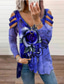Χαμηλού Κόστους Γυναικεία T-Shirts-Γυναικεία Μπλουζάκι Ριγέ Λουλούδι Κομψό &amp; Πολυτελές Λαιμόκοψη V Κανονικό Άνοιξη Μπλε Απαλό Πράσινο του τριφυλλιού Γκρίζο Μπλε Ρουά Ρουμπίνι