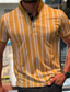olcso 3D póló-férfi golf ing csíkos lehúzható alkalmi napi legombos mintás rövid ujjú felsők alkalmi divat kényelmes sport sárga
