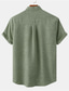 levne pánské neformální košile-pánská košile jednobarevná stojací límeček street ležérní zapínání na knoflíky topy s krátkým rukávem ležérní móda pohodlné černá světle zelená khaki/letní košile
