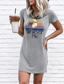 Χαμηλού Κόστους T-Shirt Φορέματα-Γυναικεία Φόρεμα ριχτό Μίνι φόρεμα Θαλασσί Λευκό Μαύρο Κοντομάνικο Στάμπα Γράμμα Στάμπα Άνοιξη Καλοκαίρι Στρογγυλή Ψηλή Λαιμόκοψη Καθημερινό Κλασσικό 2022 Τ M L XL XXL