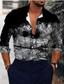 cheap Men&#039;s Printed Shirts-Men&#039;s Shirt Gradient Collar Casual Daily Button-Down Print Long Sleeve Regular Fit Tops Designer Casual Fashion Comfortable Black