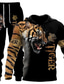 رخيصةأون أطقم هوديز للرجال-للجنسين قطعتين Tiger Beast 3D هوديي بنطلون بدلة رياضية غير رسمية 5 2xl