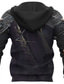cheap Graphic Hoodies-Men&#039;s Hoodie Pullover Hoodie Sweatshirt Black Hooded Graphic Tribal Armor Lace up Casual Daily Holiday 3D Print Sportswear Ethnic Casual Spring &amp;  Fall Clothing Apparel Hoodies Sweatshirts  Long