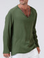 billiga fritidsskjortor för män-herrskjorta enfärgad v-ringad gata casual långärmade toppar casual mode bekväm vit svart armégröna sommarskjortor