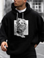 cheap Graphic Hoodies-Men&#039;s Pullover Hoodie Sweatshirt Print Designer Casual Big and Tall Graphic Graphic Prints Sculpture Print Hooded Daily Sports Long Sleeve Clothing Clothes Regular Fit Black And White White Pink