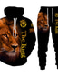 billiga Set med herrhuvtröjor-personlighet djur coolt lejon 3d all over print träningsoveraller herr dragkedja hoodie byxor 2 st set sport kostymer 14182 6xl